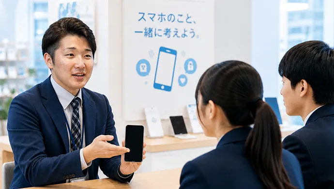 スマホの相談に対応するスタッフ